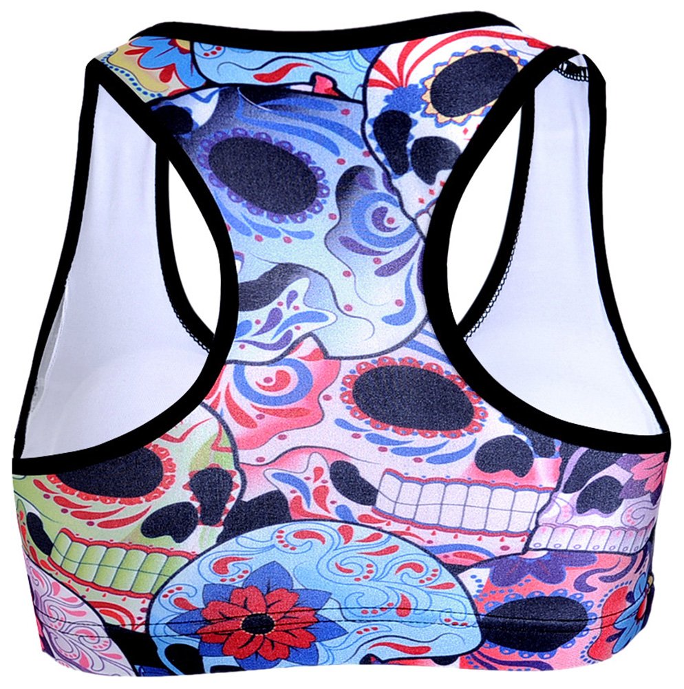 Sister Amy Women's Aerobics Gym Dance Yoga Vest Printed Sports Bra Top Vest