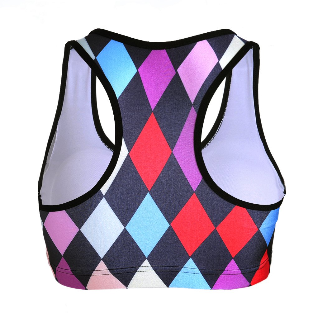 Sister Amy Women's Aerobics Gym Dance Yoga Vest Printed Sports Bra Top Vest