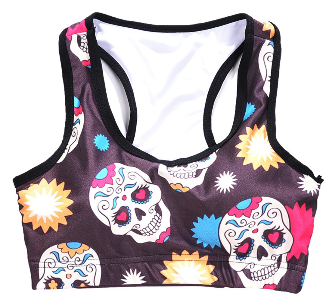 Sister Amy Women's Aerobics Gym Dance Yoga Vest Printed Sports Bra Top Vest