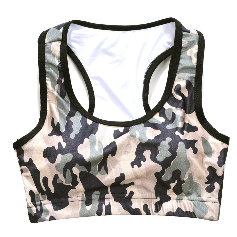 Sister Amy Women's Aerobics Gym Dance Yoga Vest Printed Sports Bra Top Vest