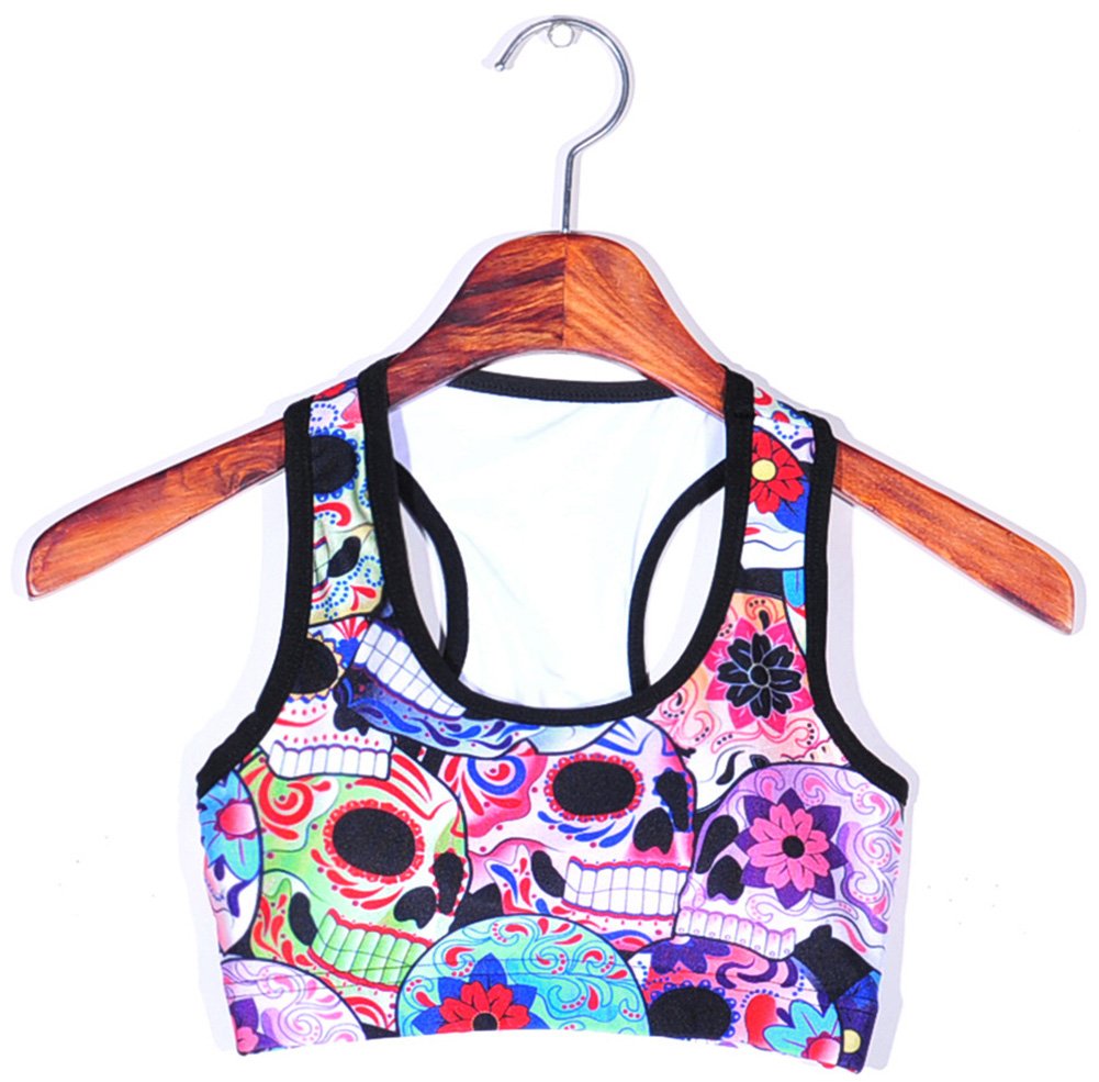 Sister Amy Women's Aerobics Gym Dance Yoga Vest Printed Sports Bra Top Vest