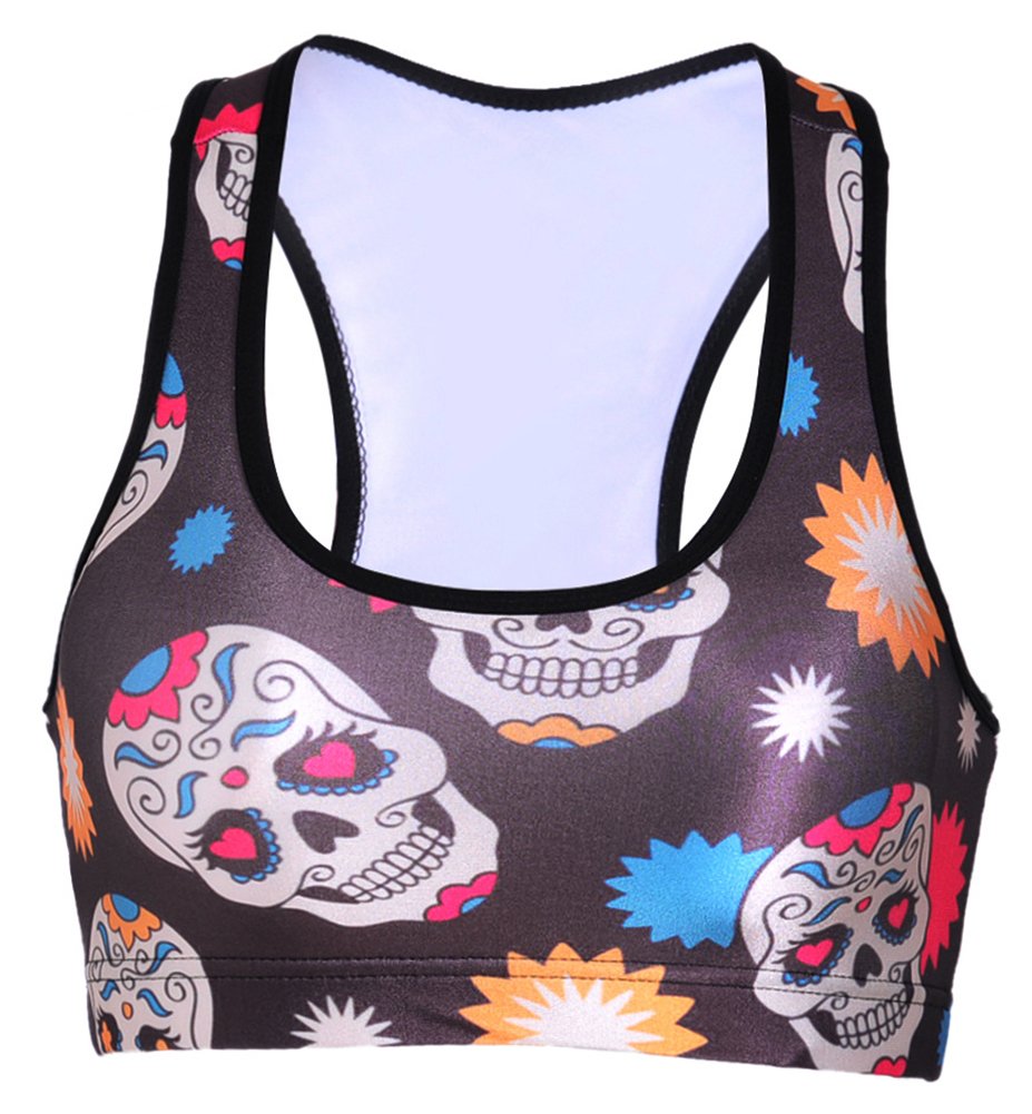 Sister Amy Women's Aerobics Gym Dance Yoga Vest Printed Sports Bra Top Vest