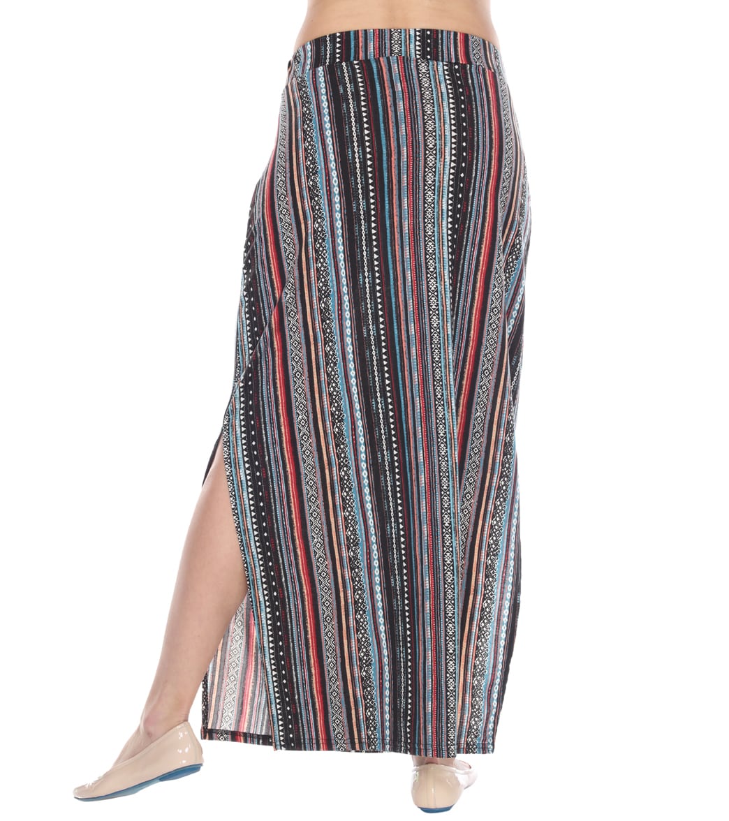 Yak & Yeti Long Skirt Stretchy Striped Tribal Print