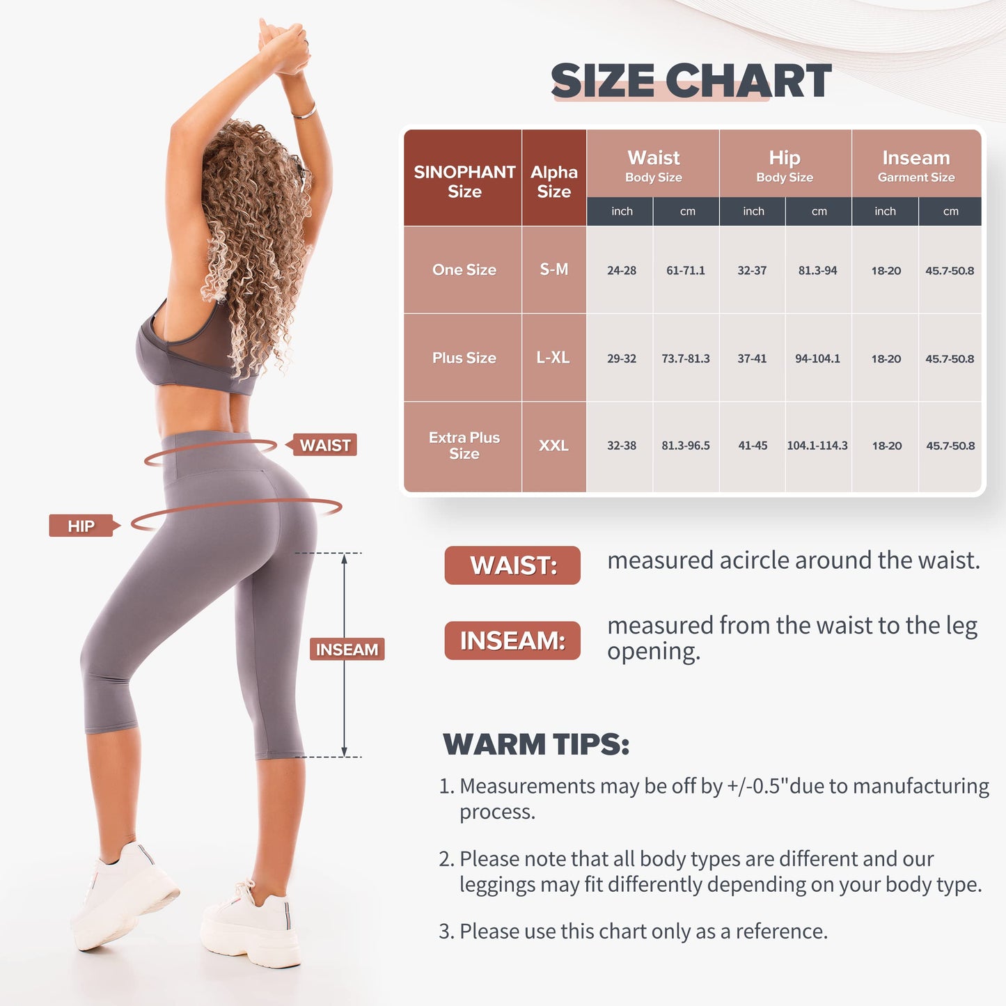 SINOPHANT High Waisted Leggings for Women - Full Length Capri Buttery Soft Yoga Pants for Workout Athletic